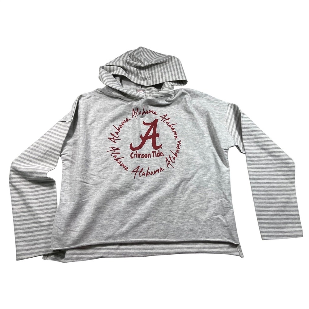 Alabama Crimson Tide Sideline Ladies Women's Medium Hooded Shirt Striped NCAA